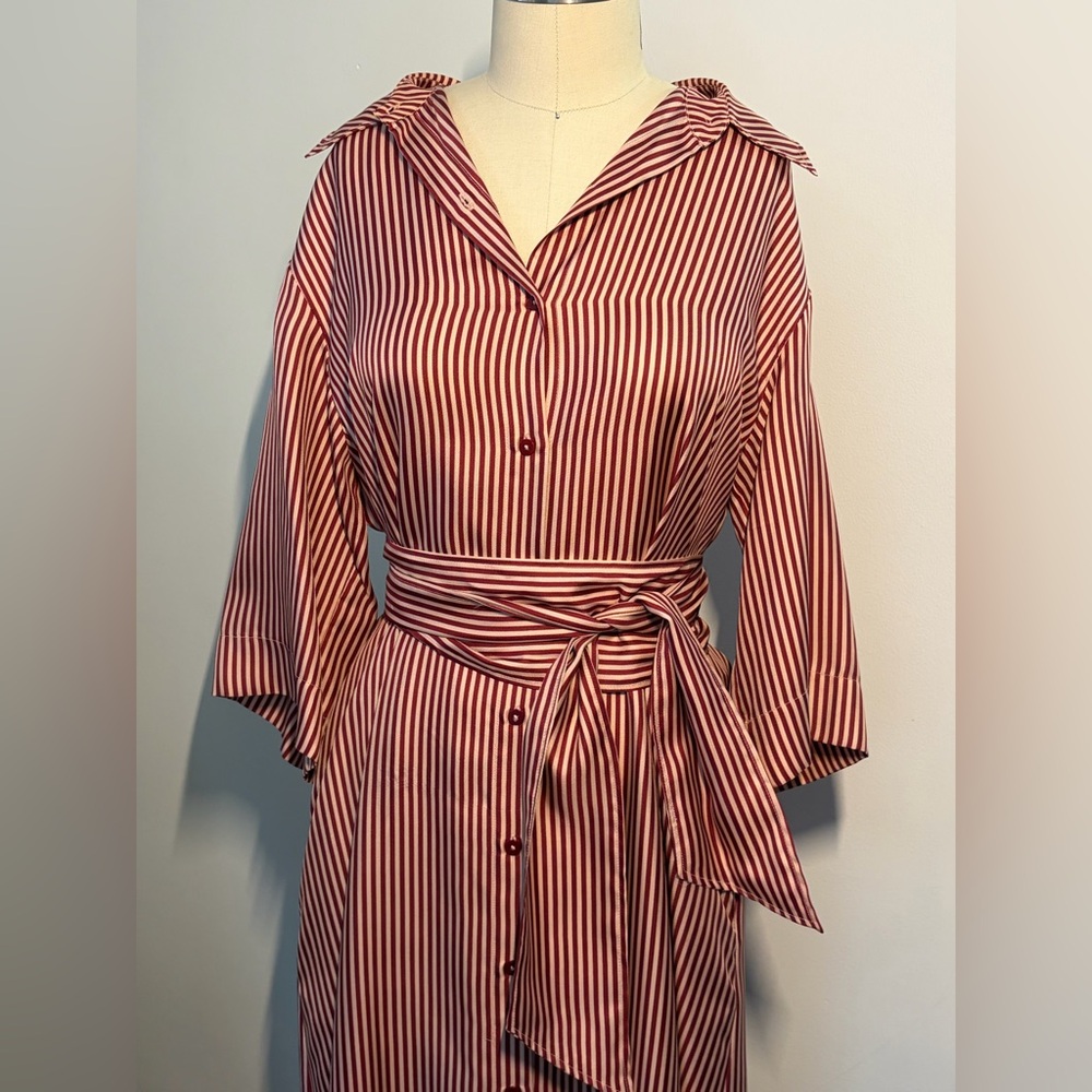 Diane Von Furstenberg Burgundy and White Striped Garment